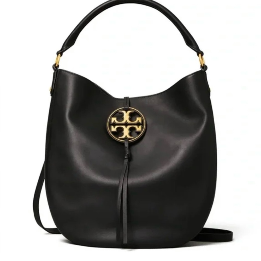 Tory Burch Black Hobo Bag with Signature Logo
